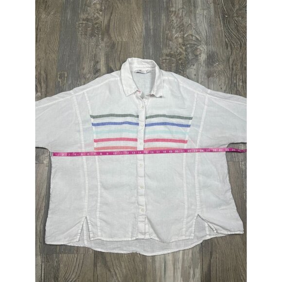 Vineyard Vines Rainbow Linen Weekend Button Down Shirt Womens 16 Long Sleeve - Picture 8 of 9